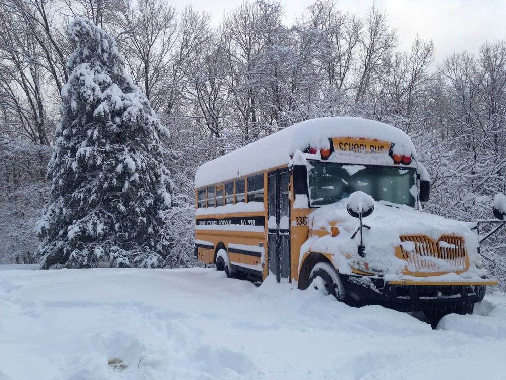 snowy bus